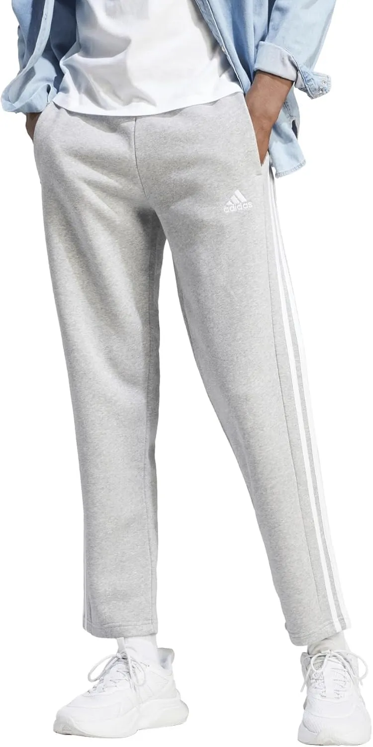 adidas Men's Essentials Fleece Open Hem 3-Stripes Pants