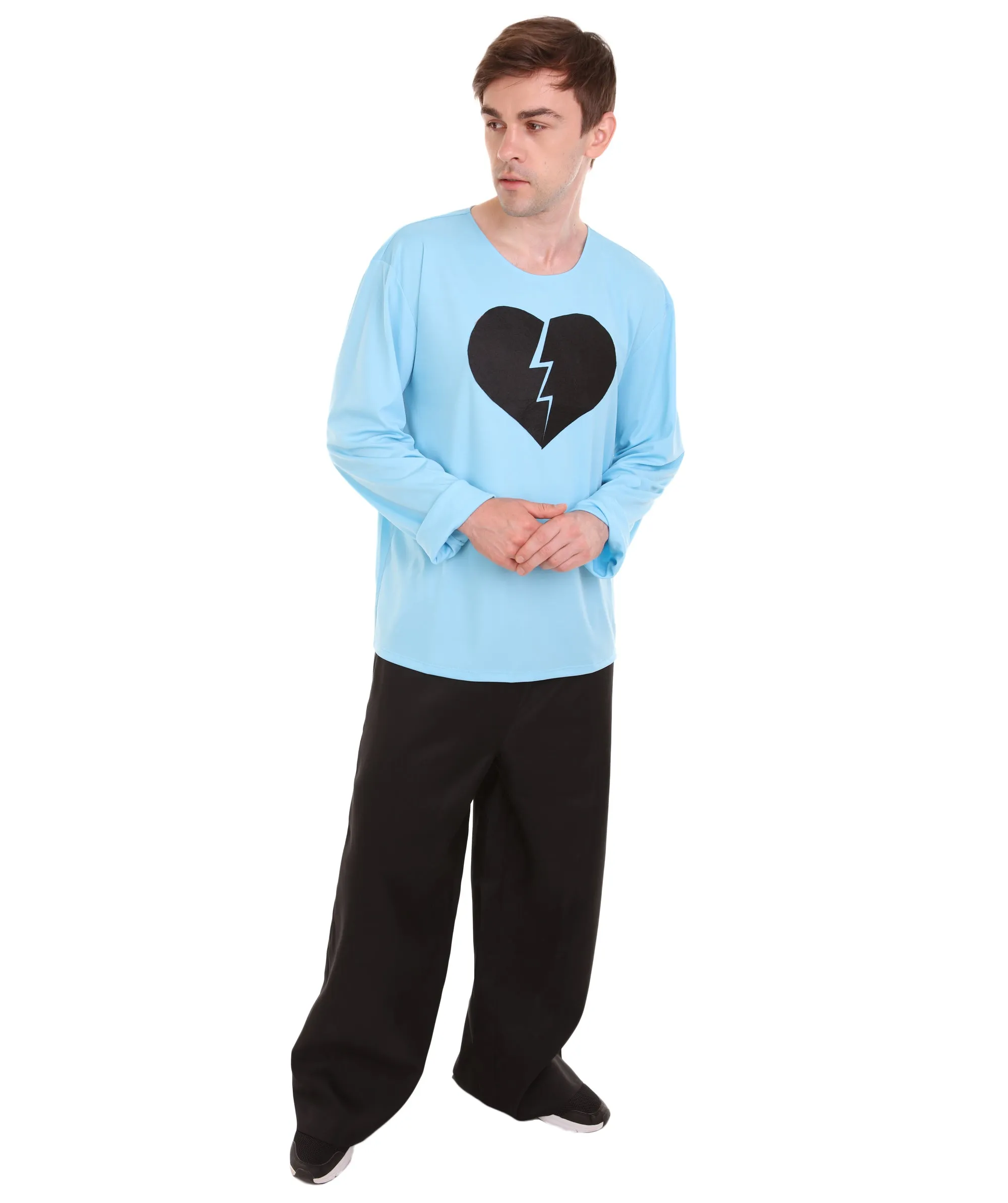 Adult Men's My Heart Is Broken Long Sleeve Costumes | Lt. Blue Halloween Costume