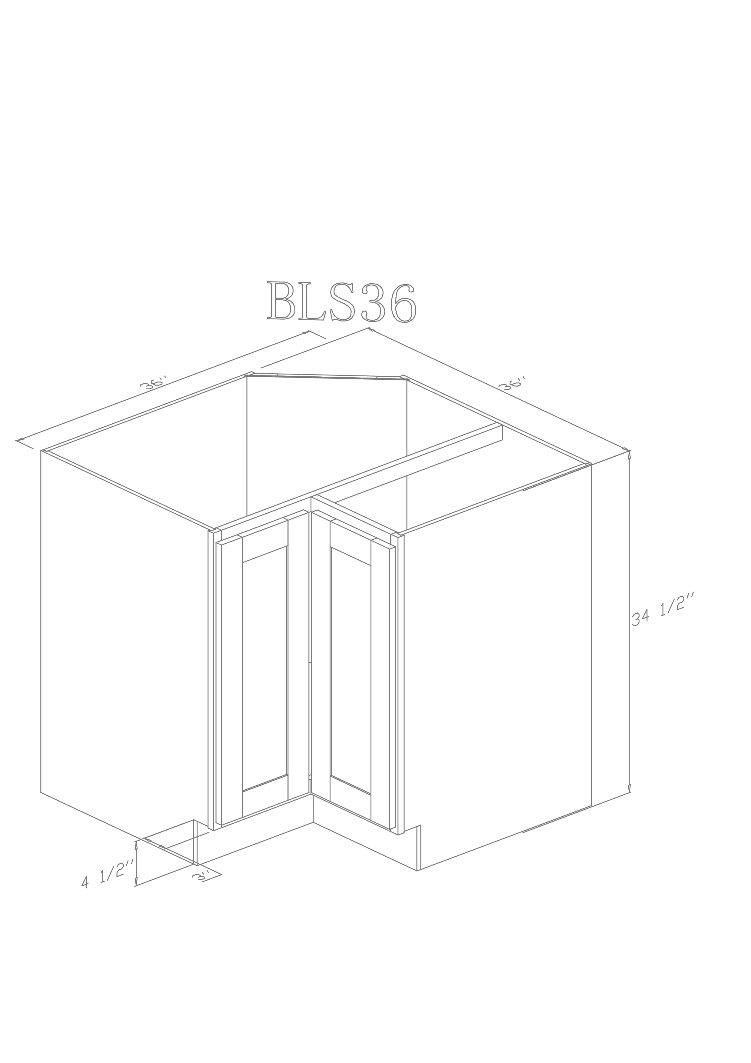 Base 36" - Pure Black 36 Inches Lazy Susan Base Cabinet