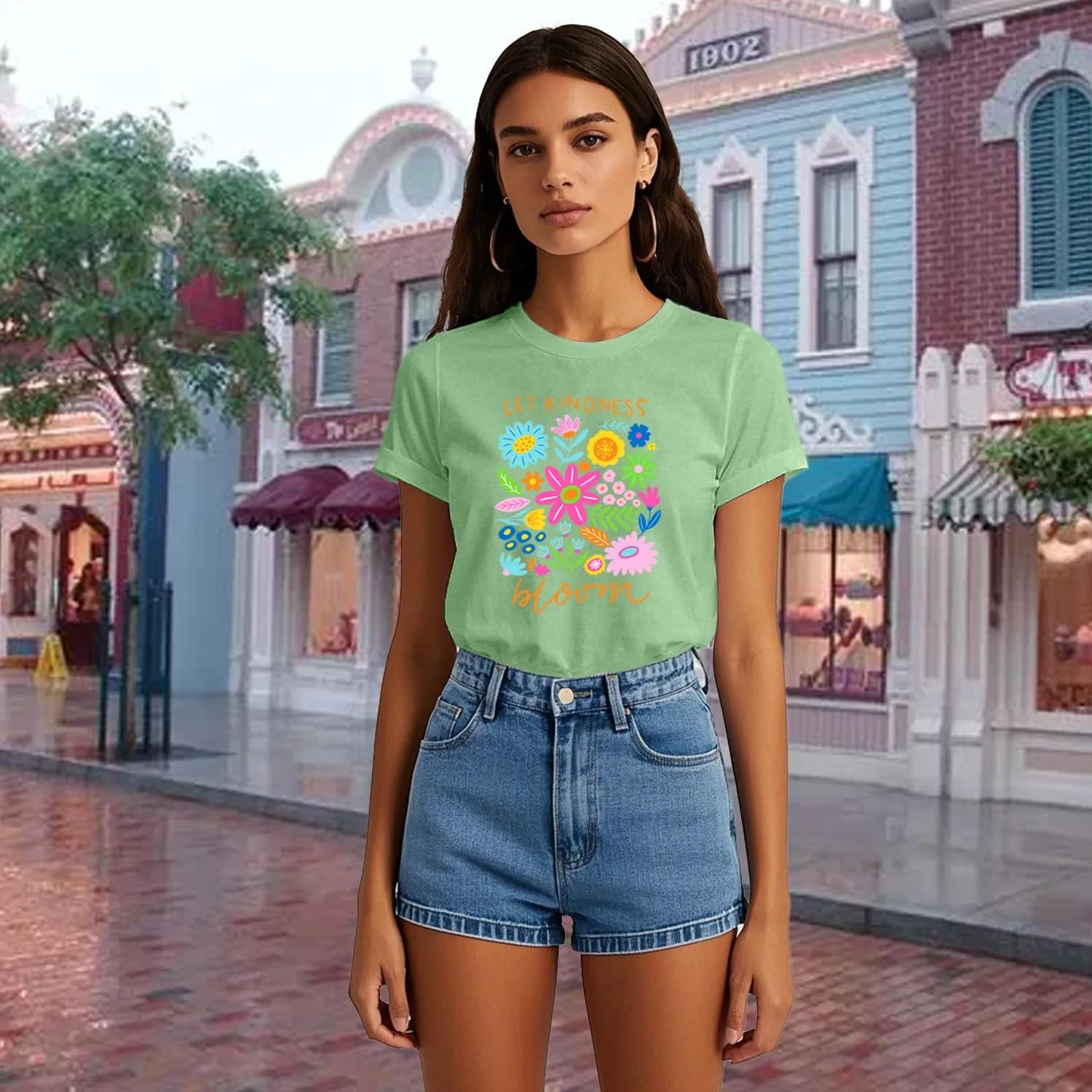 Be Kind Shirt Women Let Kindness Bloom T-Shirts Cute Floral Tee Tops