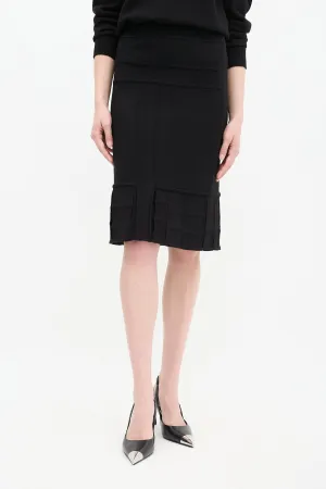 Black Angora Checkered Cut Out Skirt