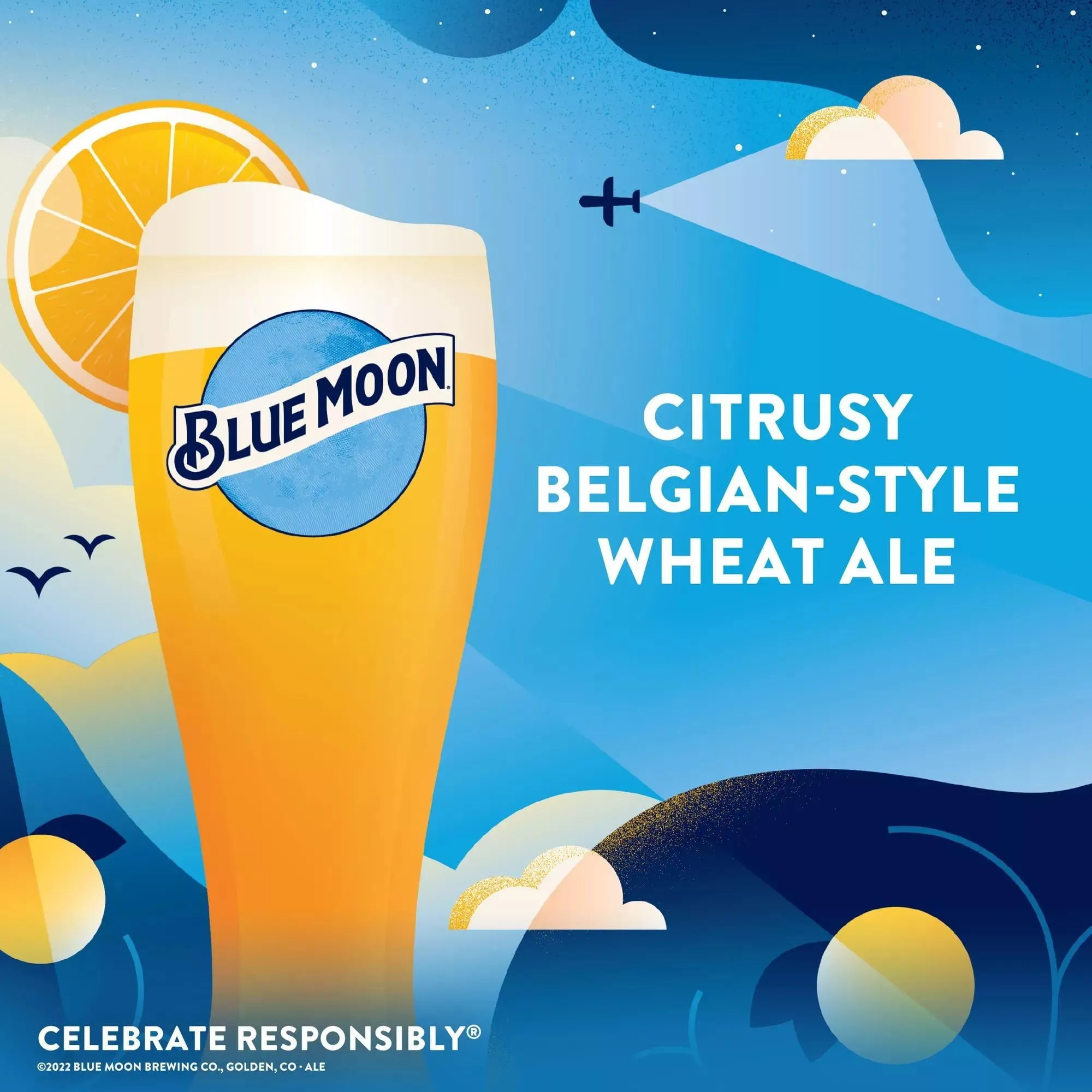 Blue Moon Belgian White Wheat Ale Craft Beer, 15 Pack, 12 fl oz Cans, 5.4% ABV