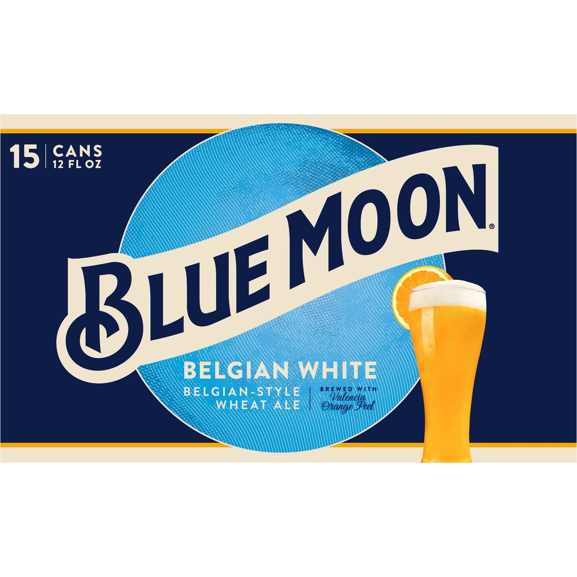 Blue Moon Belgian White Wheat Ale Craft Beer, 15 Pack, 12 fl oz Cans, 5.4% ABV