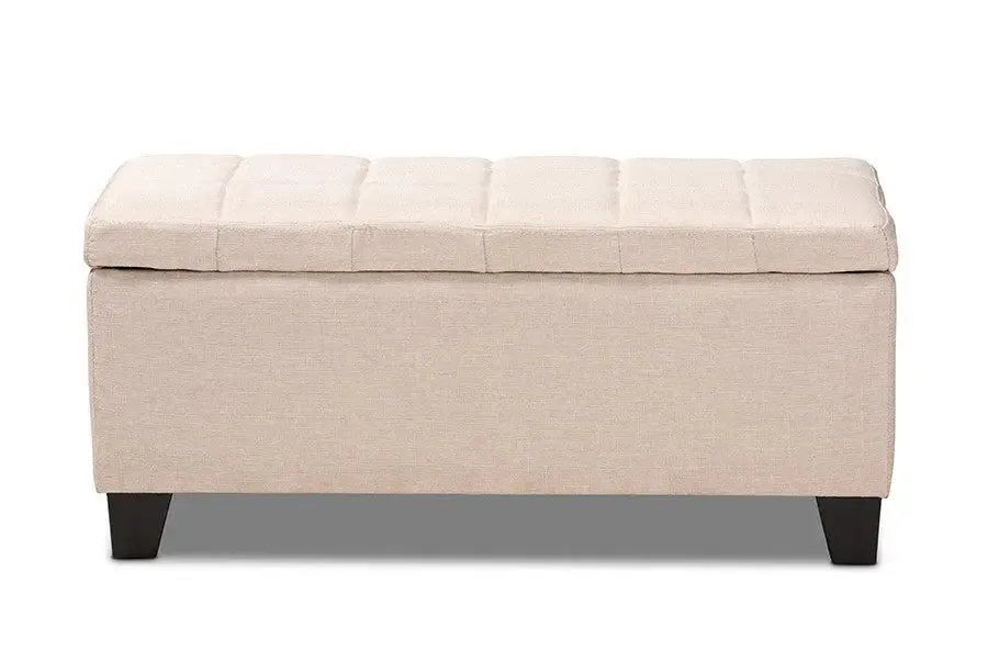 Caleb Beige Fabric Upholstered Storage Ottoman