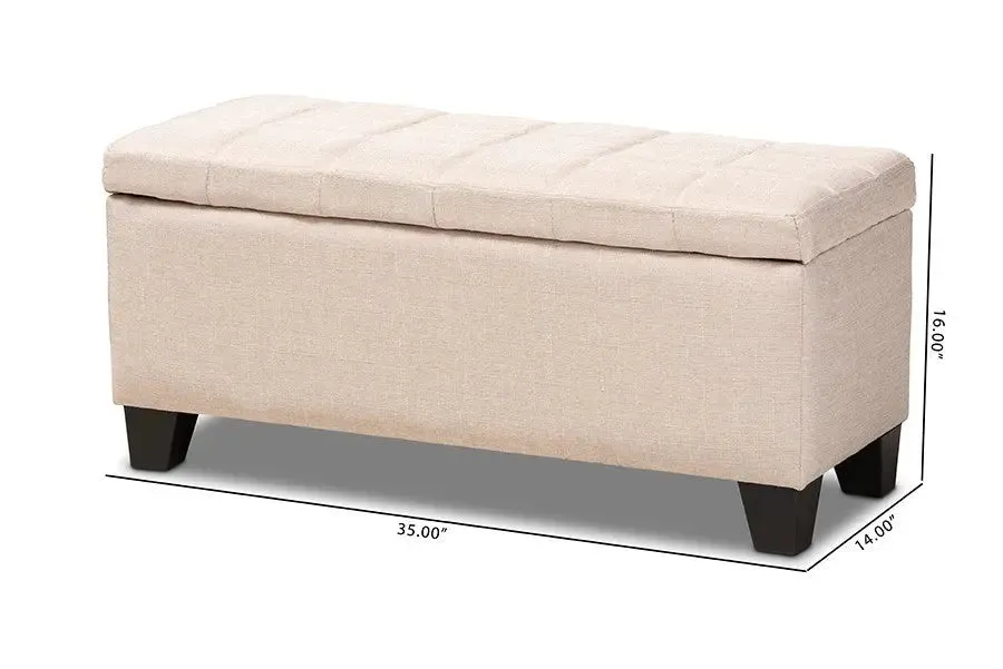 Caleb Beige Fabric Upholstered Storage Ottoman