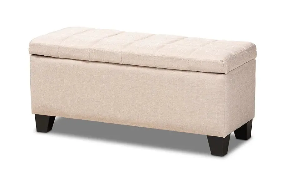 Caleb Beige Fabric Upholstered Storage Ottoman