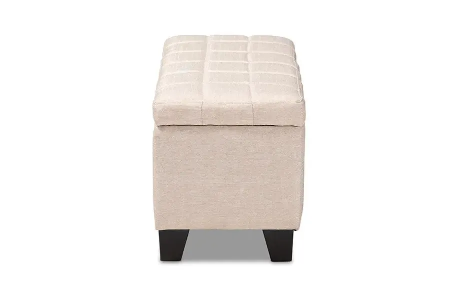 Caleb Beige Fabric Upholstered Storage Ottoman
