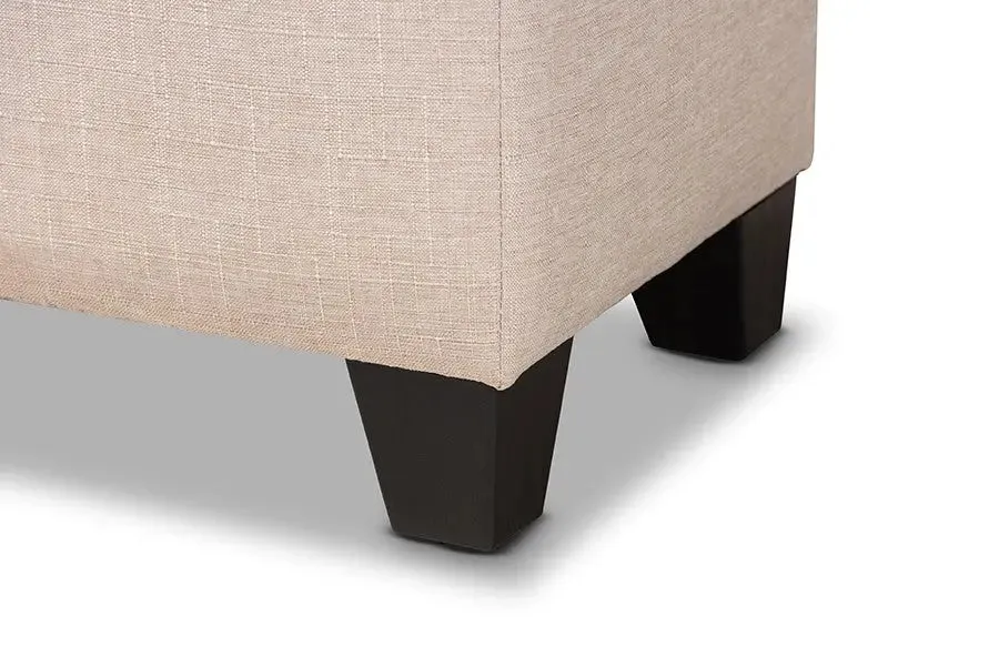 Caleb Beige Fabric Upholstered Storage Ottoman