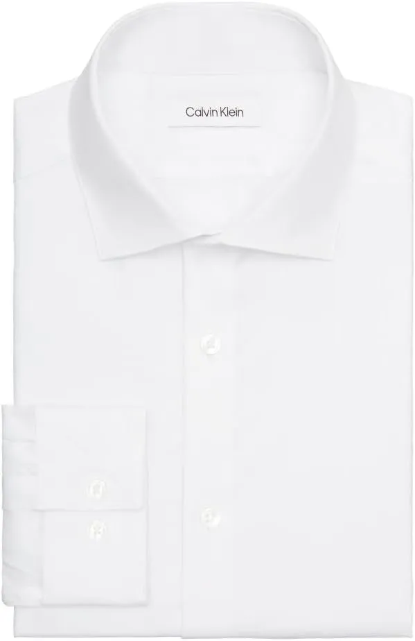 Calvin Klein Men's Dress Shirt Slim Fit Non Iron Stretch Solid