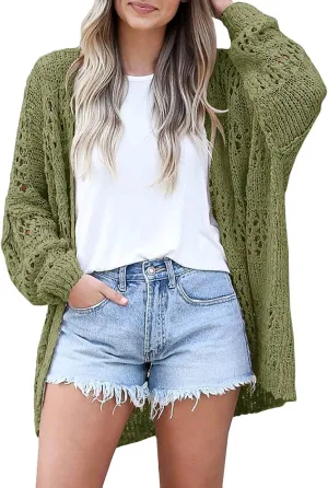 Cardigan Sweaters for Women Crochet Sweater Kimono Boho Long Sleeve Lightweight Soft Oversized Open Front Knitted Trendy