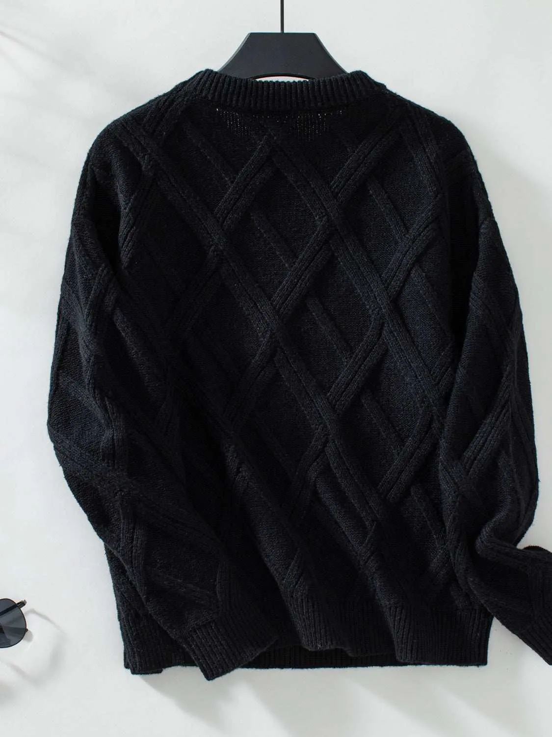 Chic Geometry: Cozy Round Neck Sweater