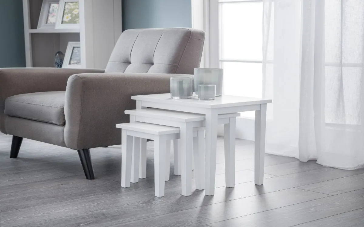 Cleo White Nest of Tables by Julian Bowen