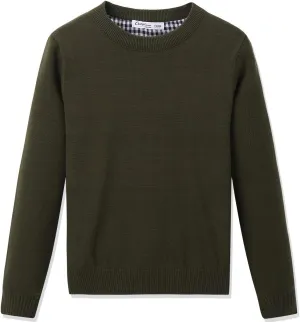 CUNYI Boys' Long Sleeve Crew Neck Cotton Pullover Knit Sweater