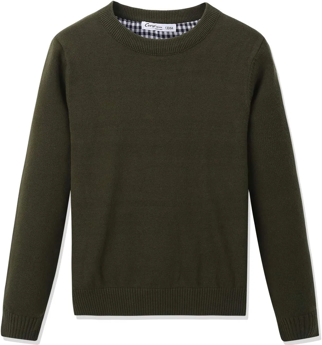CUNYI Boys' Long Sleeve Crew Neck Cotton Pullover Knit Sweater