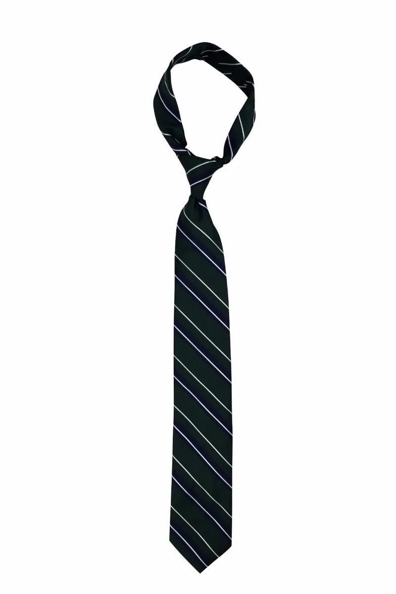 Dark Green with Navy Silver Traditional Tie