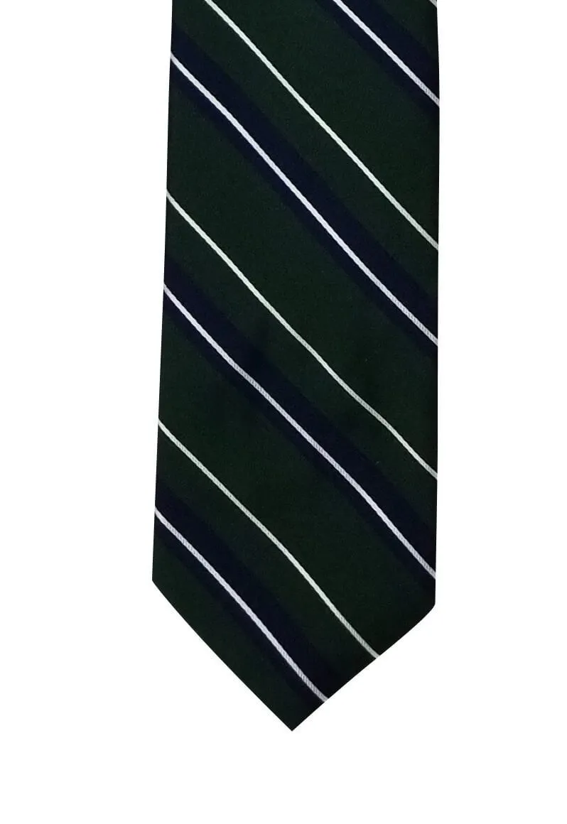 Dark Green with Navy Silver Traditional Tie