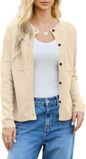 Dokotoo Cardigan Sweaters for Women 2024 Fall Outfits Long Sleeve Crochet Knit Sweaters