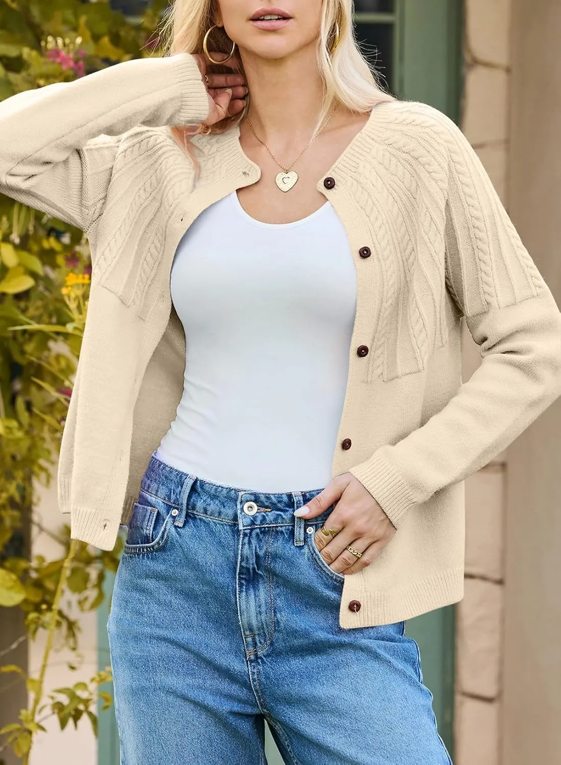 Dokotoo Cardigan Sweaters for Women 2024 Fall Outfits Long Sleeve Crochet Knit Sweaters