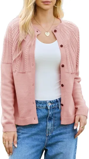 Dokotoo Cardigan Sweaters for Women 2024 Fall Outfits Long Sleeve Crochet Knit Sweaters