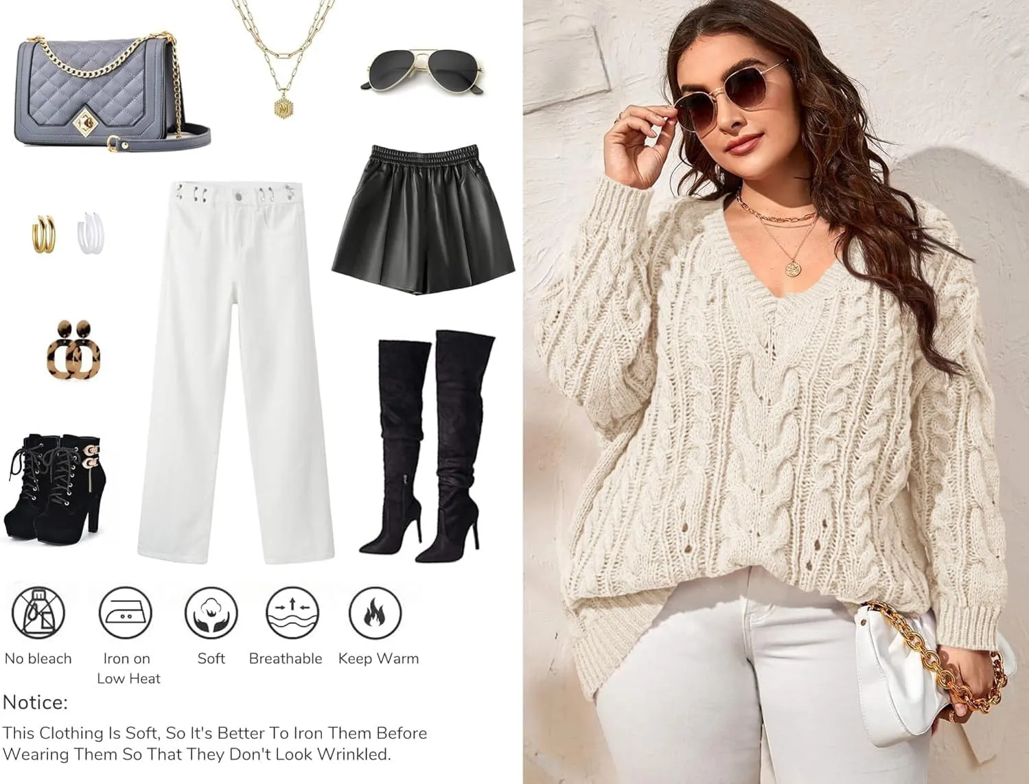 Dyexces Plus Size Sweaters for Women V Neck Long Sleeve Cable Knit Sweaters Casual Fall Sweaters Soft Jumper Tops