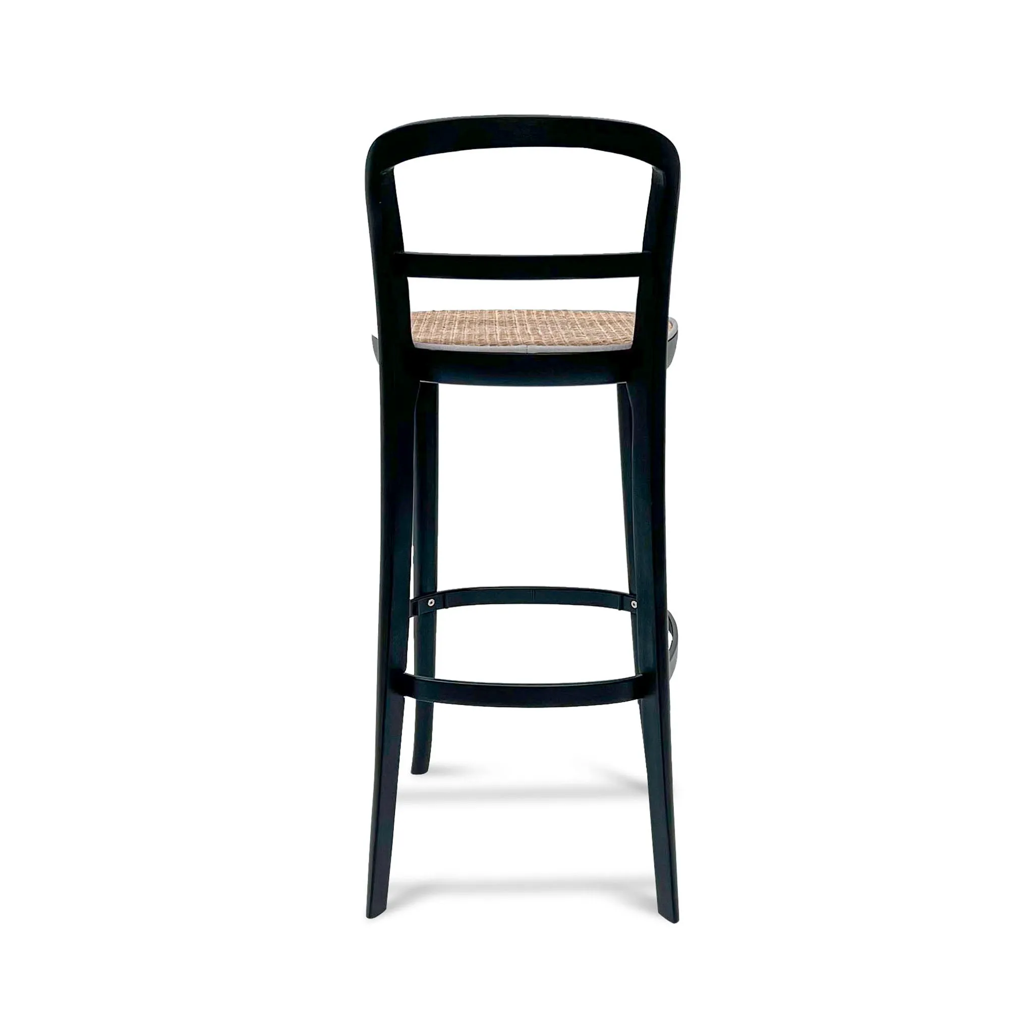 Ex Display - Ryan Rattan Bar Stool - Black with Natural Seat