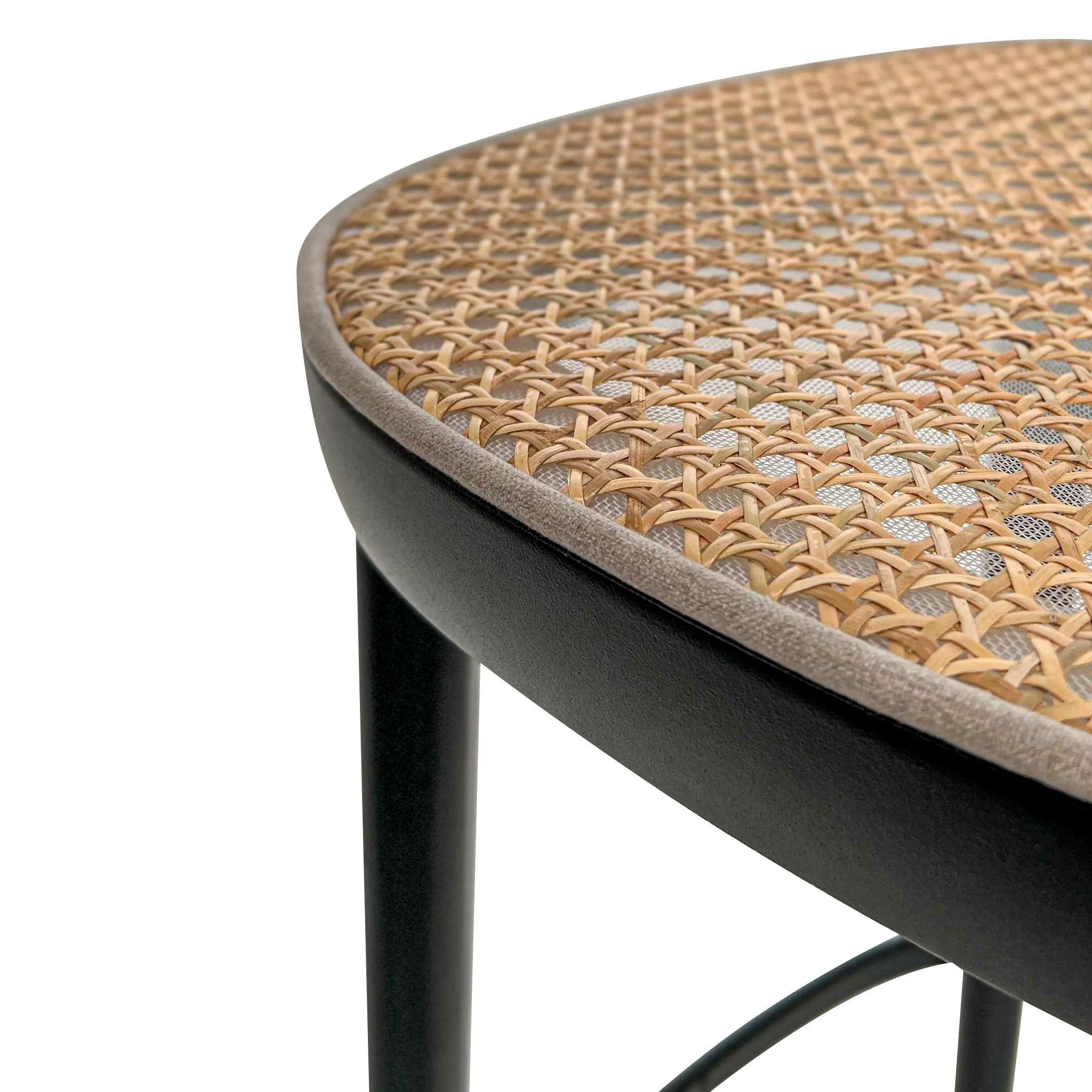 Ex Display - Ryan Rattan Bar Stool - Black with Natural Seat