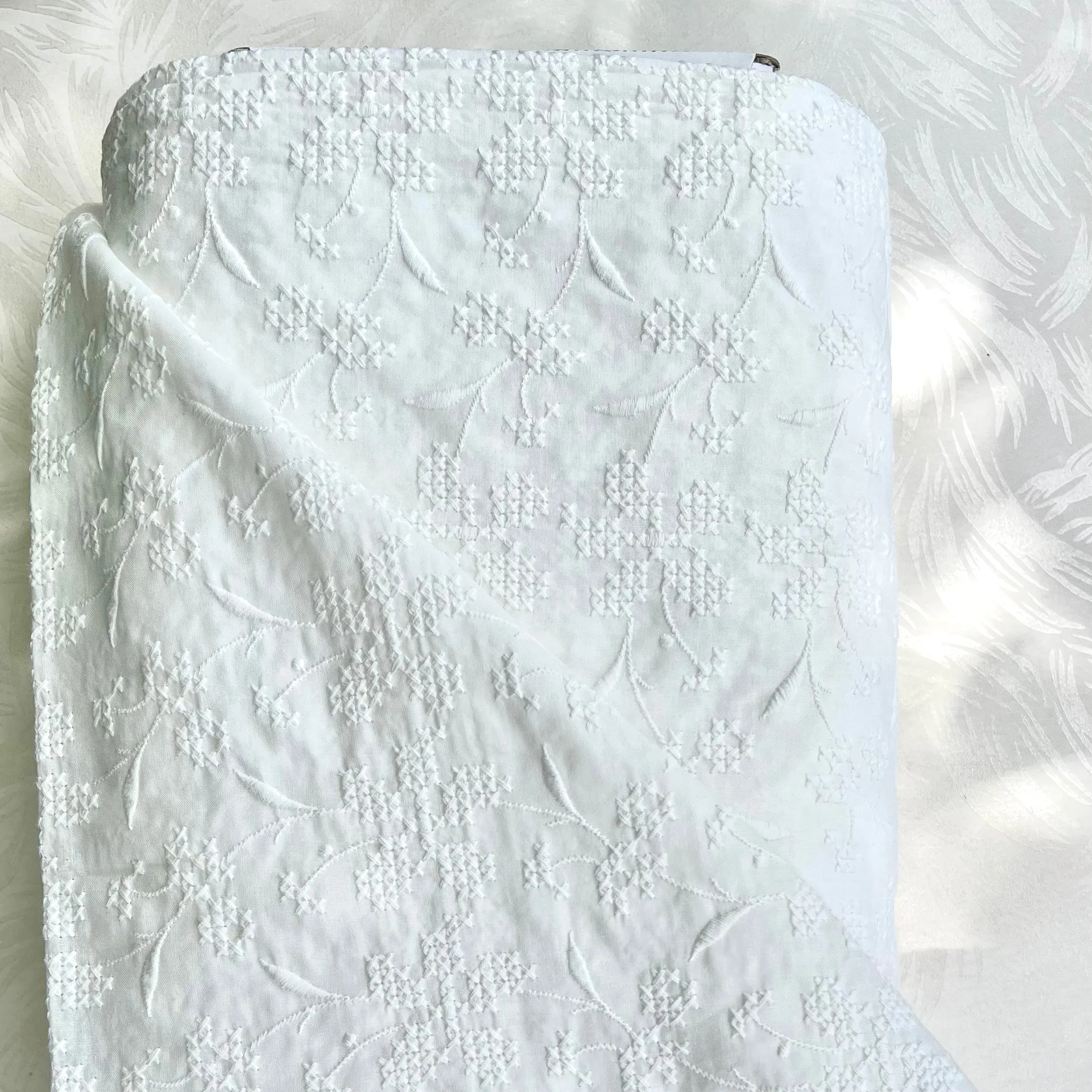 Eyelet Leaves  Organic Cotton Eyelet Fabric