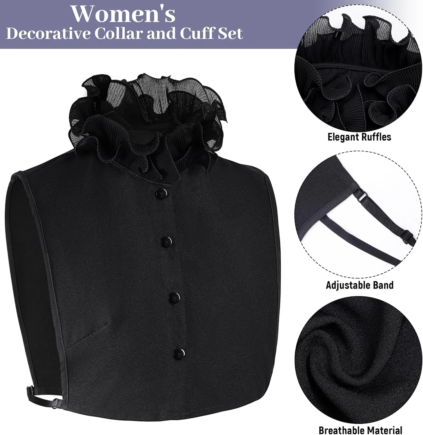 Fake Collar Half Shirt Detachable Dickey Collar Cuff Chiffon Blouse Half Shirts False Collar for Sweater Coat