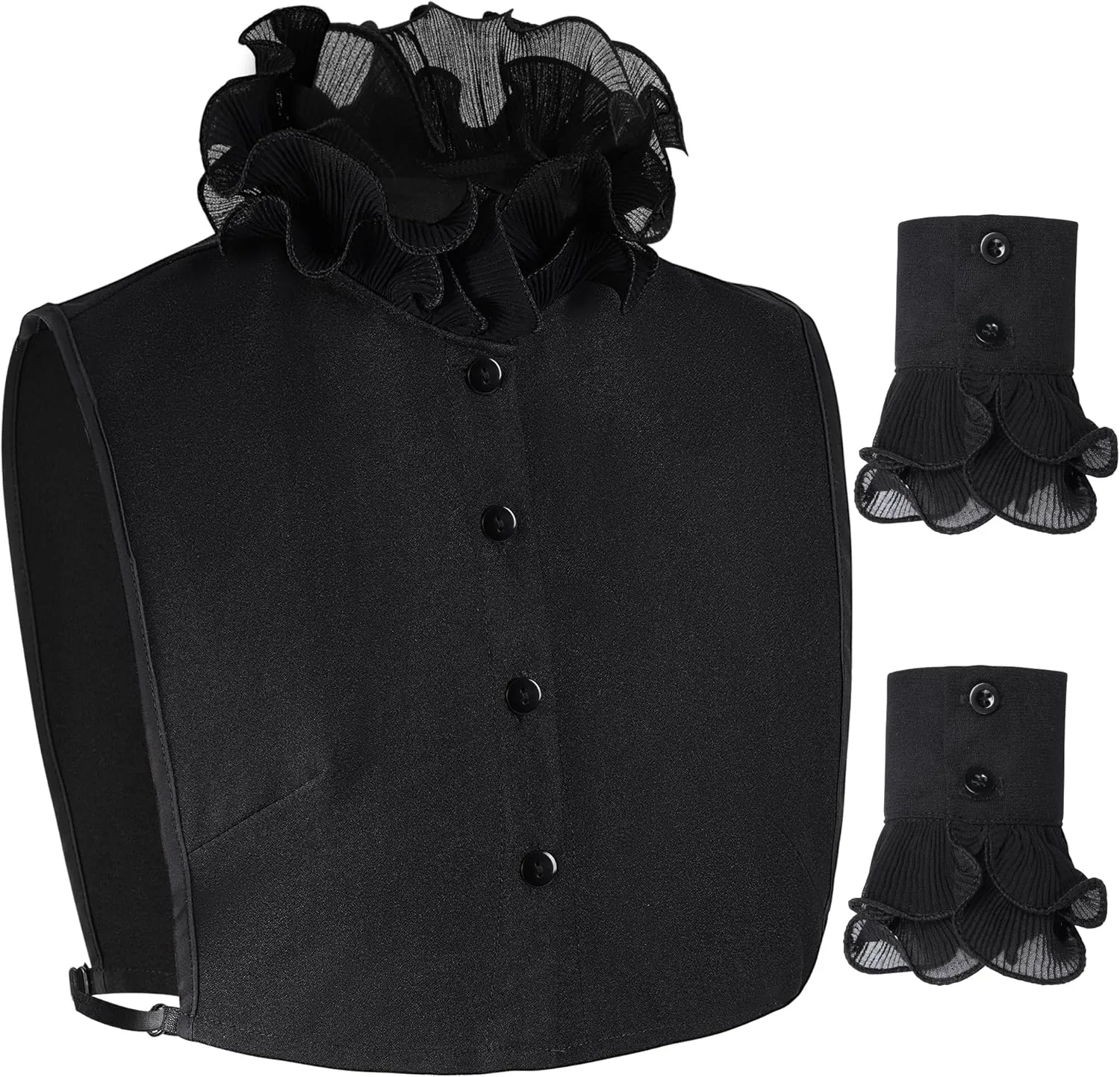 Fake Collar Half Shirt Detachable Dickey Collar Cuff Chiffon Blouse Half Shirts False Collar for Sweater Coat