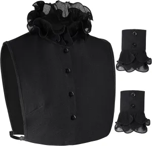 Fake Collar Half Shirt Detachable Dickey Collar Cuff Chiffon Blouse Half Shirts False Collar for Sweater Coat