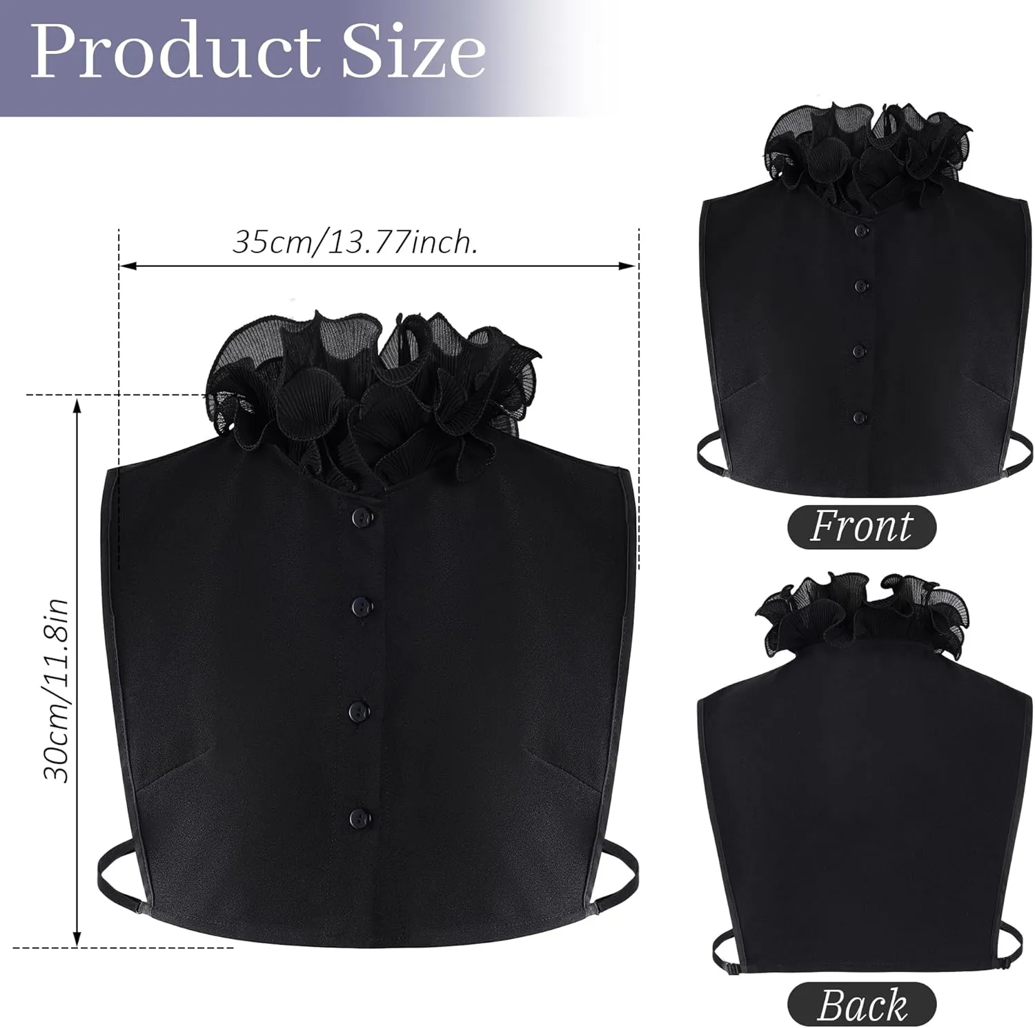 Fake Collar Half Shirt Detachable Dickey Collar Cuff Chiffon Blouse Half Shirts False Collar for Sweater Coat