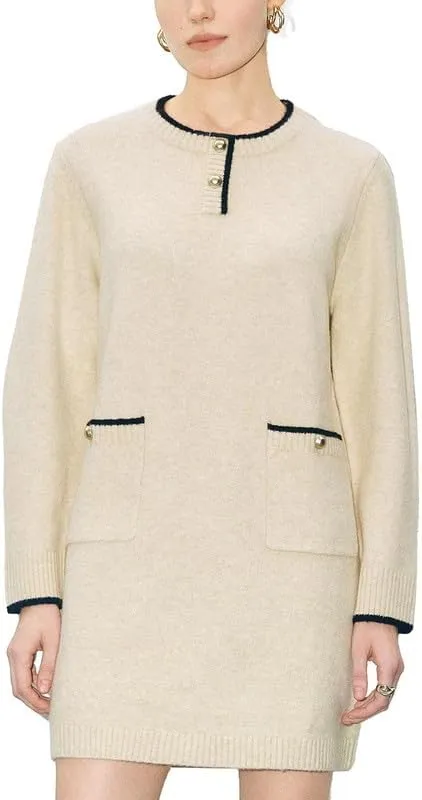 Fall Oversized Sweater Dresses for Women 2025 Long Sleeve Knit Casual Crew Neck Loose Mini Pullover Tops