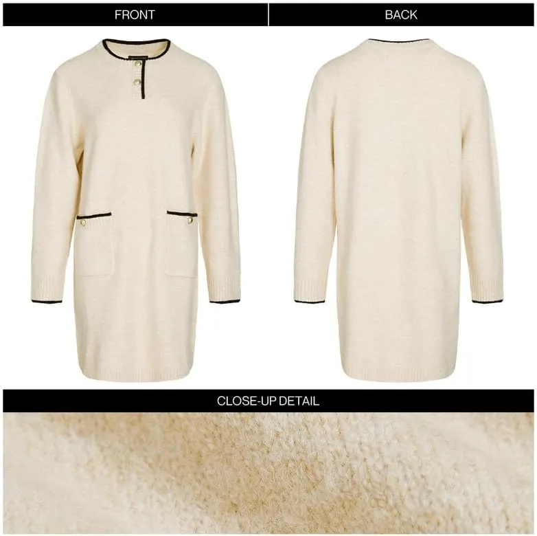 Fall Oversized Sweater Dresses for Women 2025 Long Sleeve Knit Casual Crew Neck Loose Mini Pullover Tops