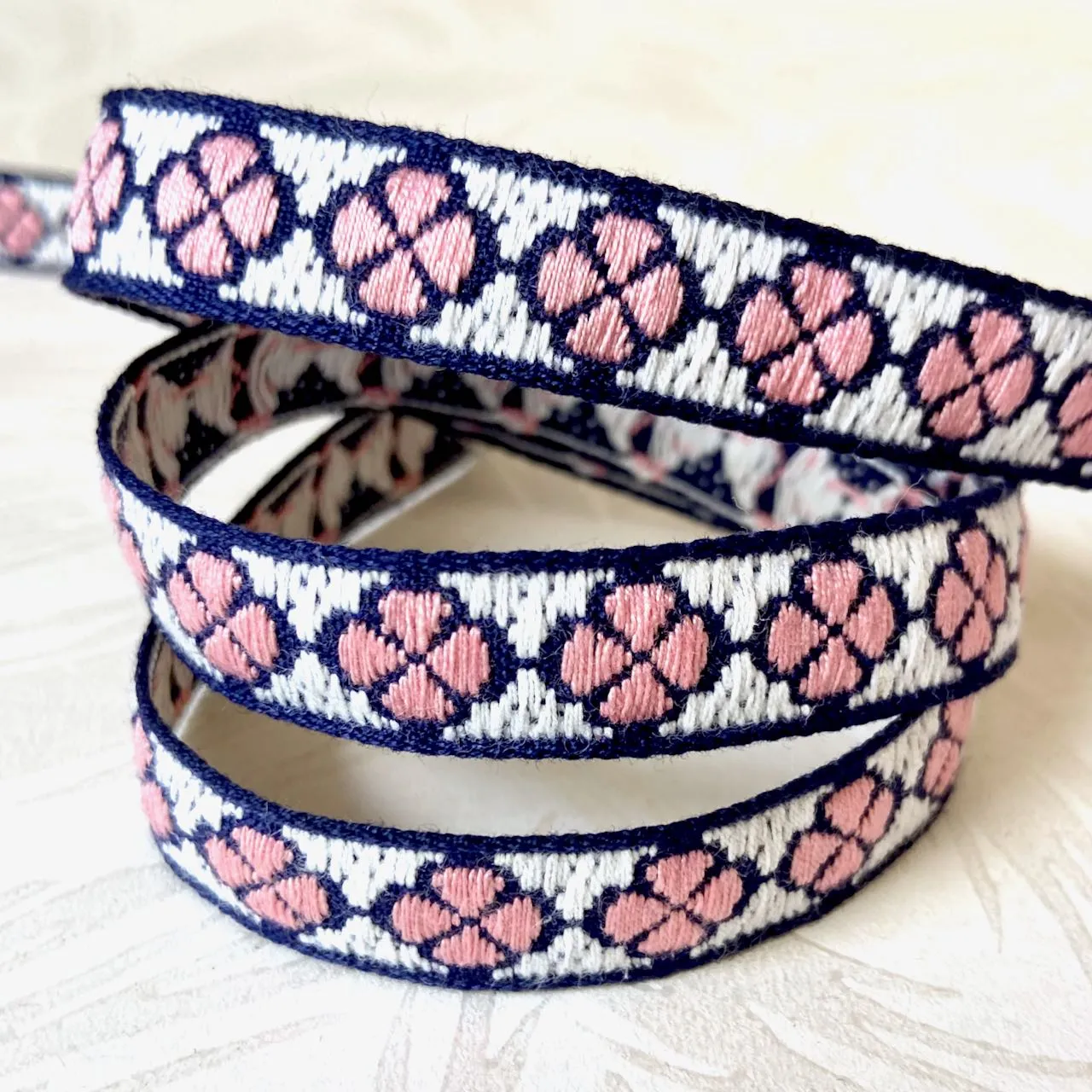 Geometric Flower Woven Sweater Trim  - Multiple Colorways