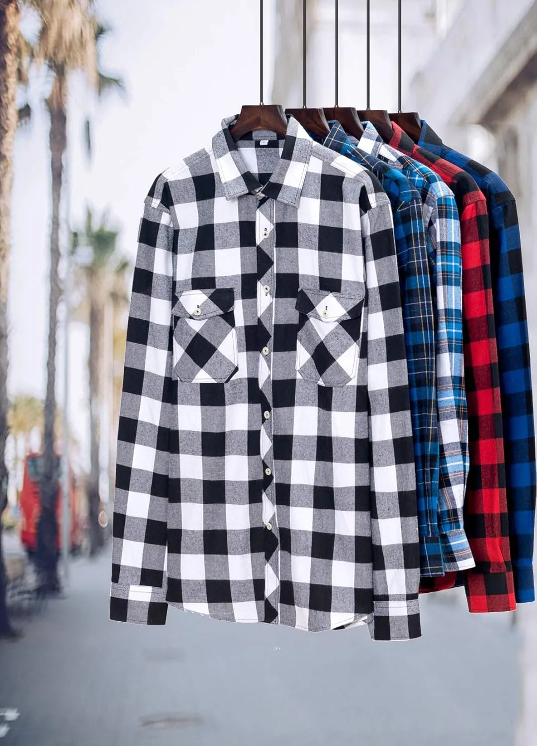 J.VER Men's Flannel Plaid Shirts Long Sleeve Regular Fit Casual Button Down Checkered Buffalo Plaid Shirt for Fall Winter