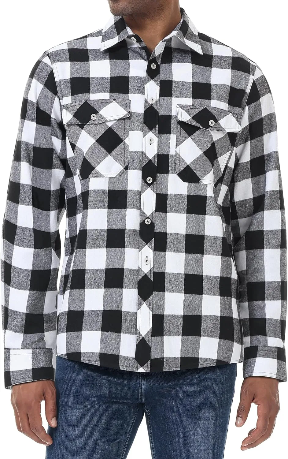 J.VER Men's Flannel Plaid Shirts Long Sleeve Regular Fit Casual Button Down Checkered Buffalo Plaid Shirt for Fall Winter