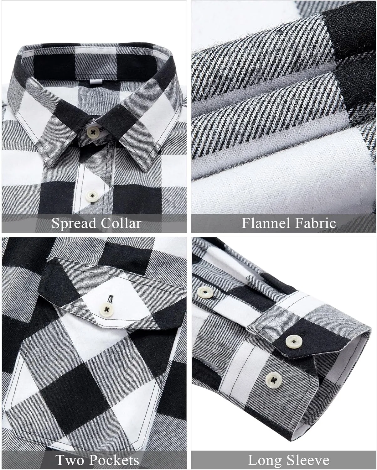 J.VER Men's Flannel Plaid Shirts Long Sleeve Regular Fit Casual Button Down Checkered Buffalo Plaid Shirt for Fall Winter