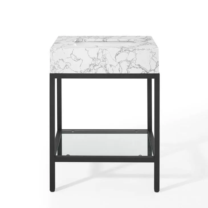 Kingsley 26" Black Stainless Steel Bathroom Vanity Black White