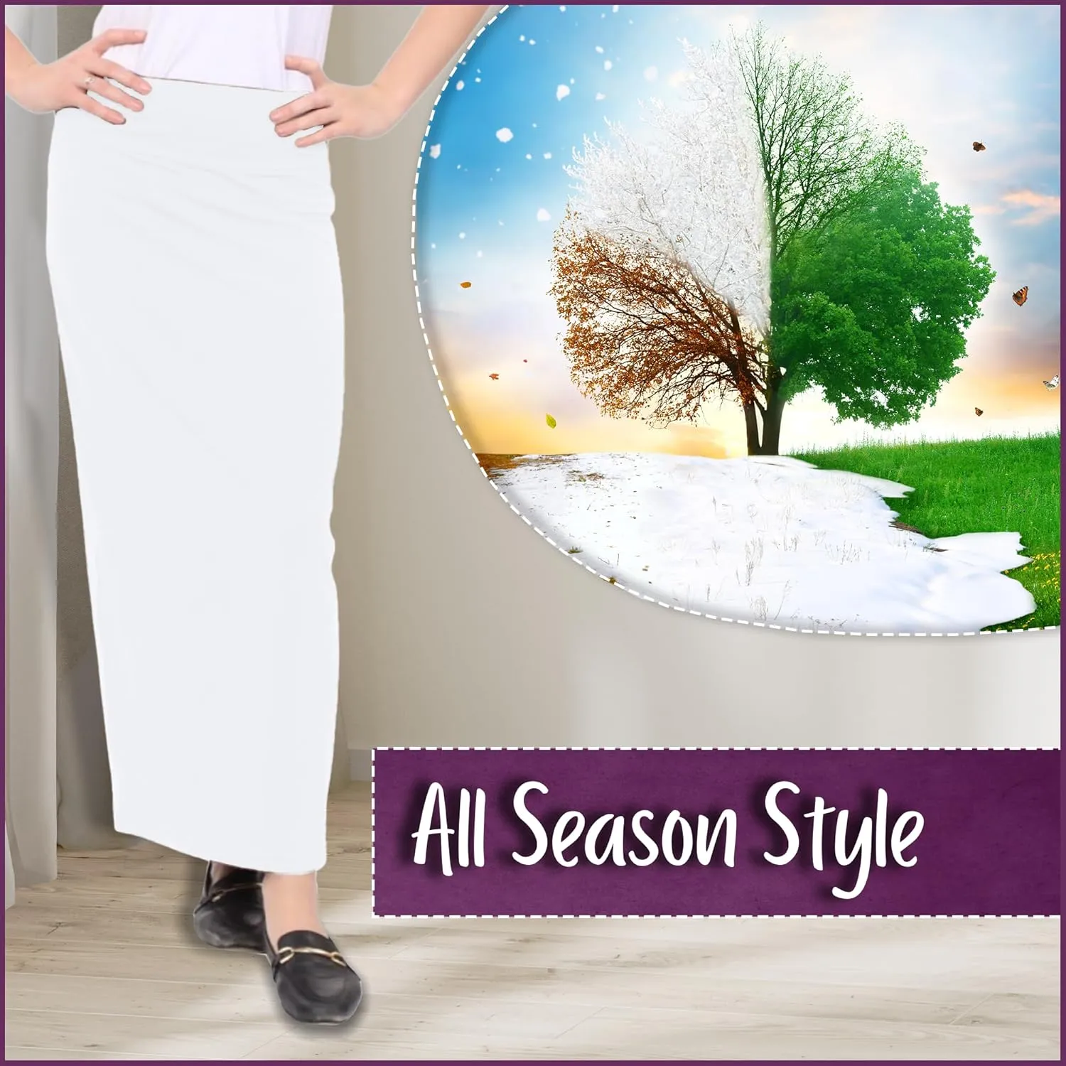 Kosher Casual Women's Modest Cotton Stretch Long Maxi Pencil Skirt