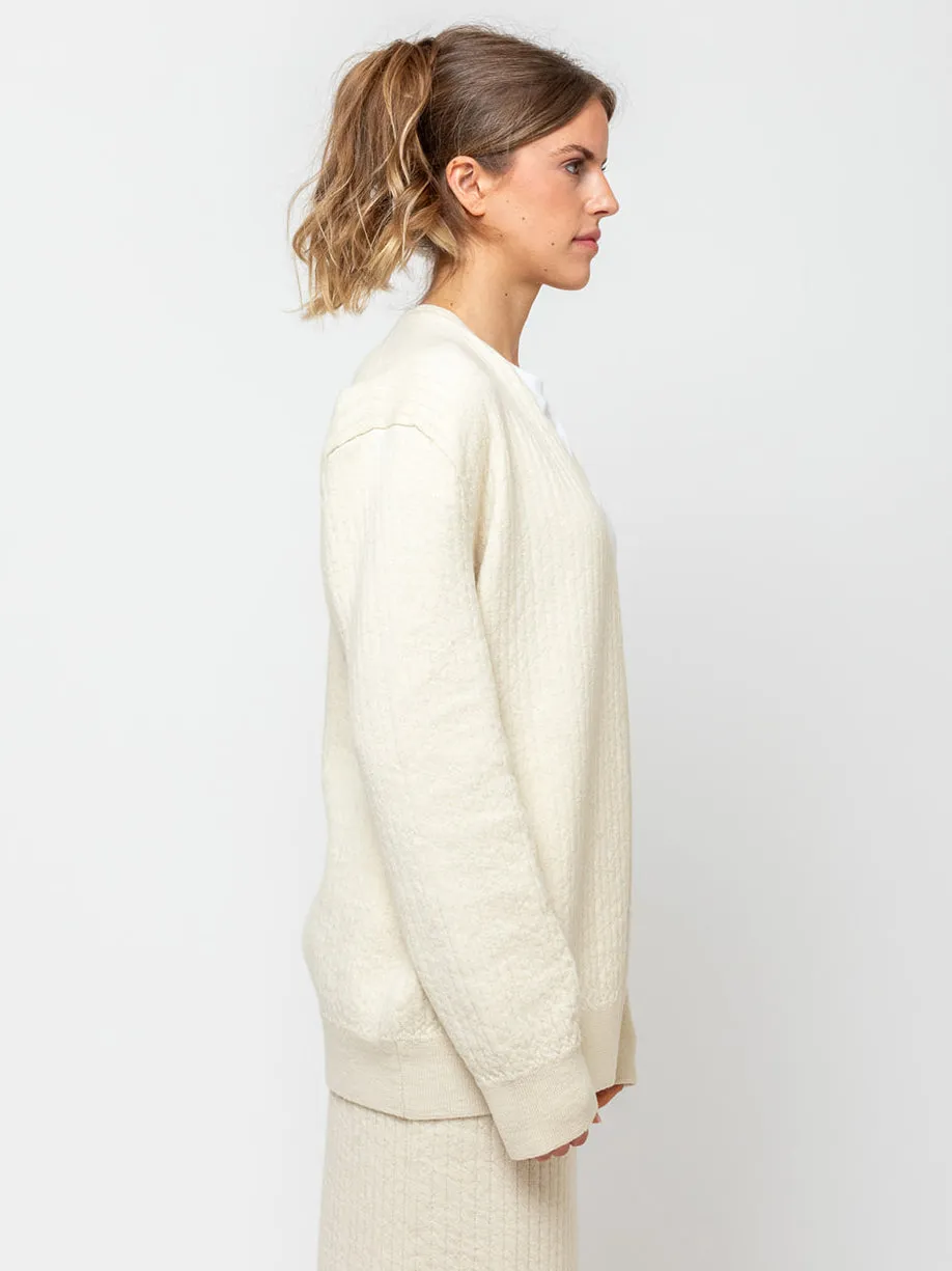 Line Quilt Cardigan - Raw White