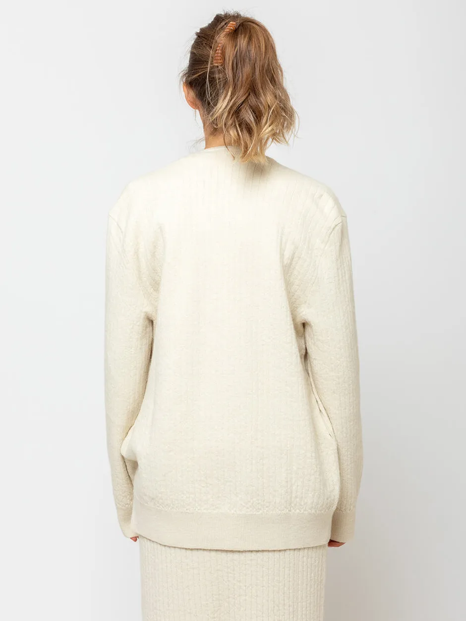 Line Quilt Cardigan - Raw White