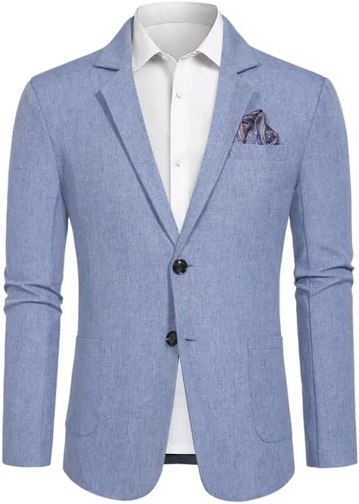 Men's Blazer Sport Coats Casual 2 Button Notched Lapel Lightweight Suit Jackets for Daily Wedding Prom