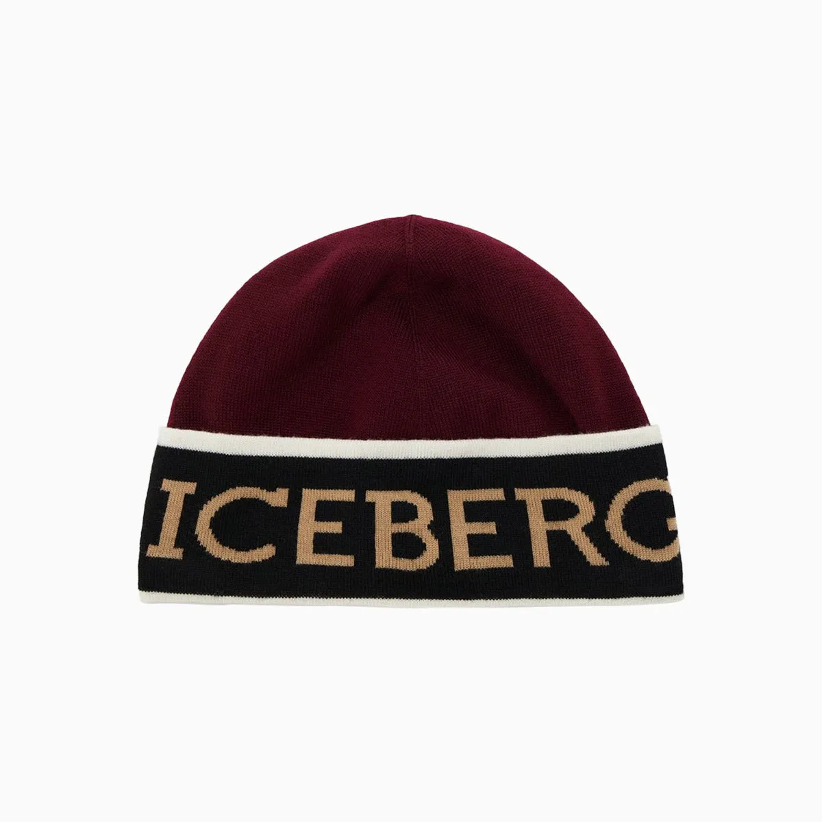 Men's Bordeaux Wool Beanie With Logo