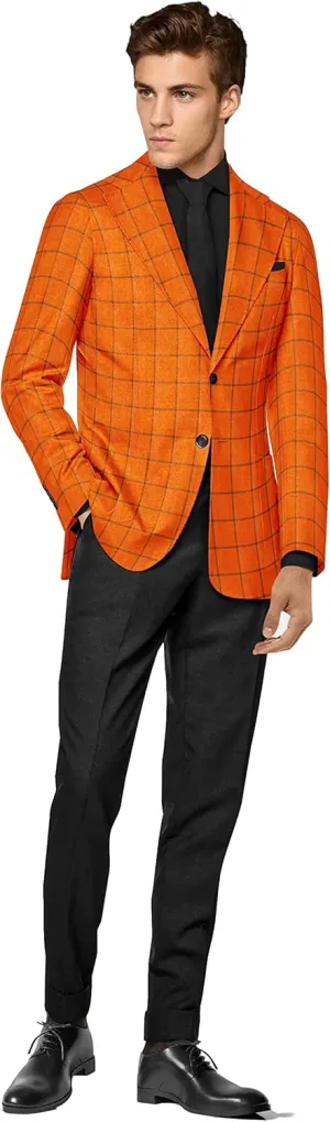Men's Plaid Checked Blazer 2 Button Jacket Regular Long Sleeve Daily Fit Suit Business Lightweight Casual Sport Coat