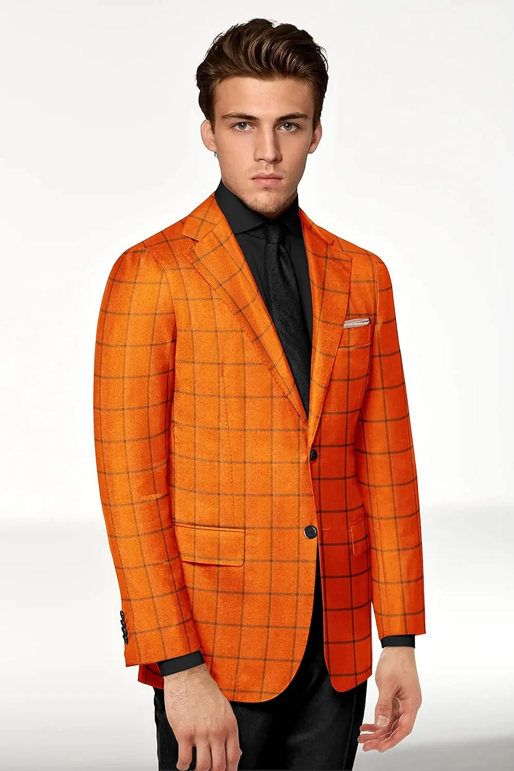 Men's Plaid Checked Blazer 2 Button Jacket Regular Long Sleeve Daily Fit Suit Business Lightweight Casual Sport Coat