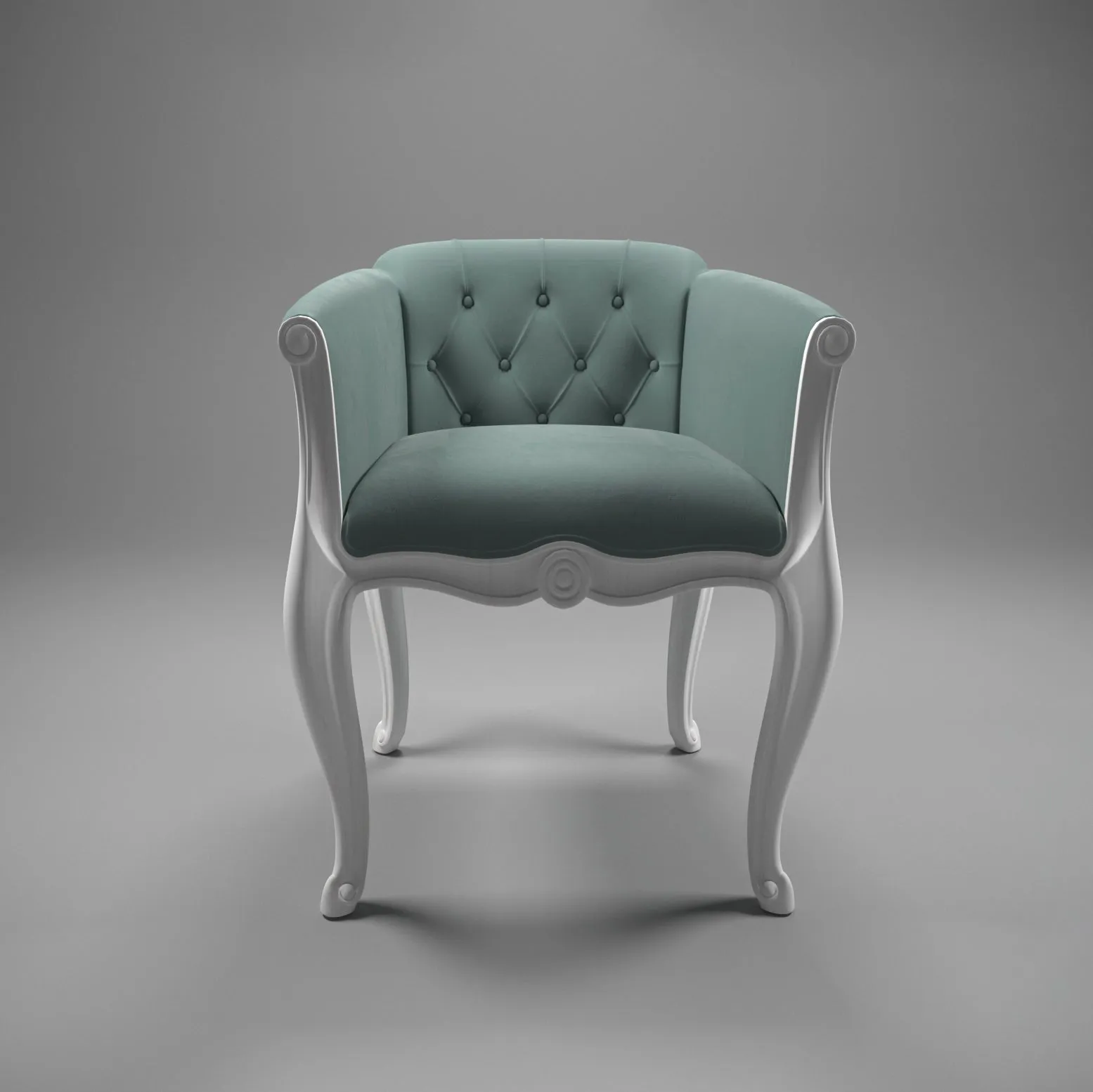 Modern Solid white Green upholstered Designer Arm chair