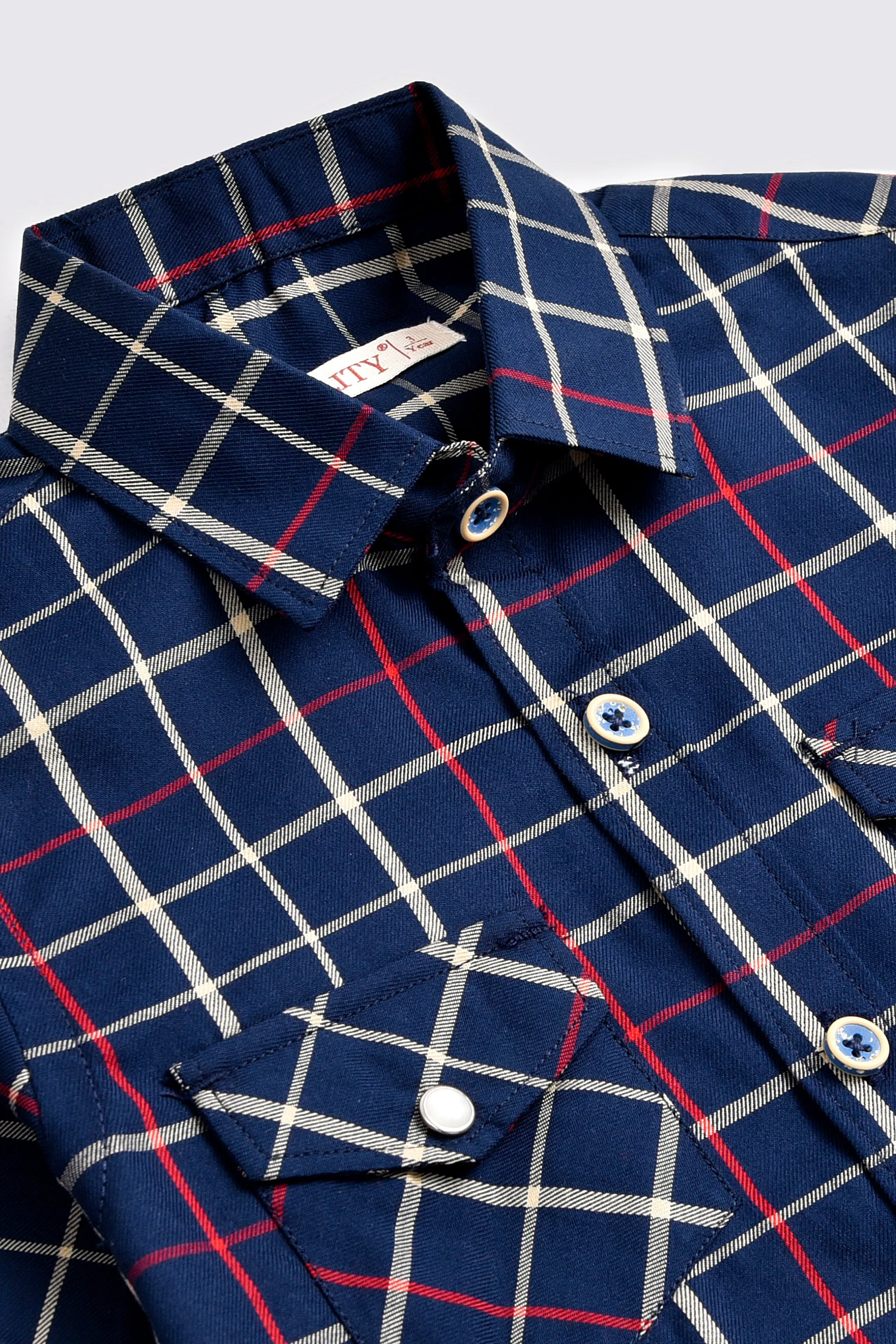 Navy Checked Casual Shirt