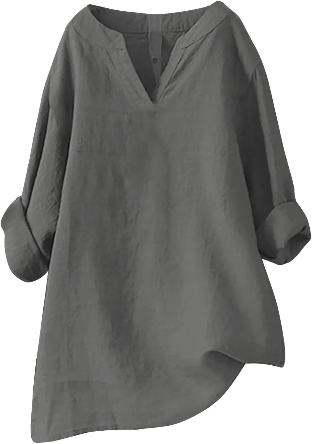 Oversized Crew Neck Linen Tops for Women Sleeve Collar Long Casual Women Shirt Women's Blouse Women's Swimwear Cover