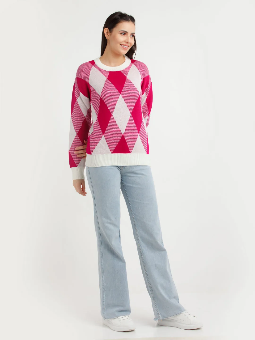 Pink Checked Sweater