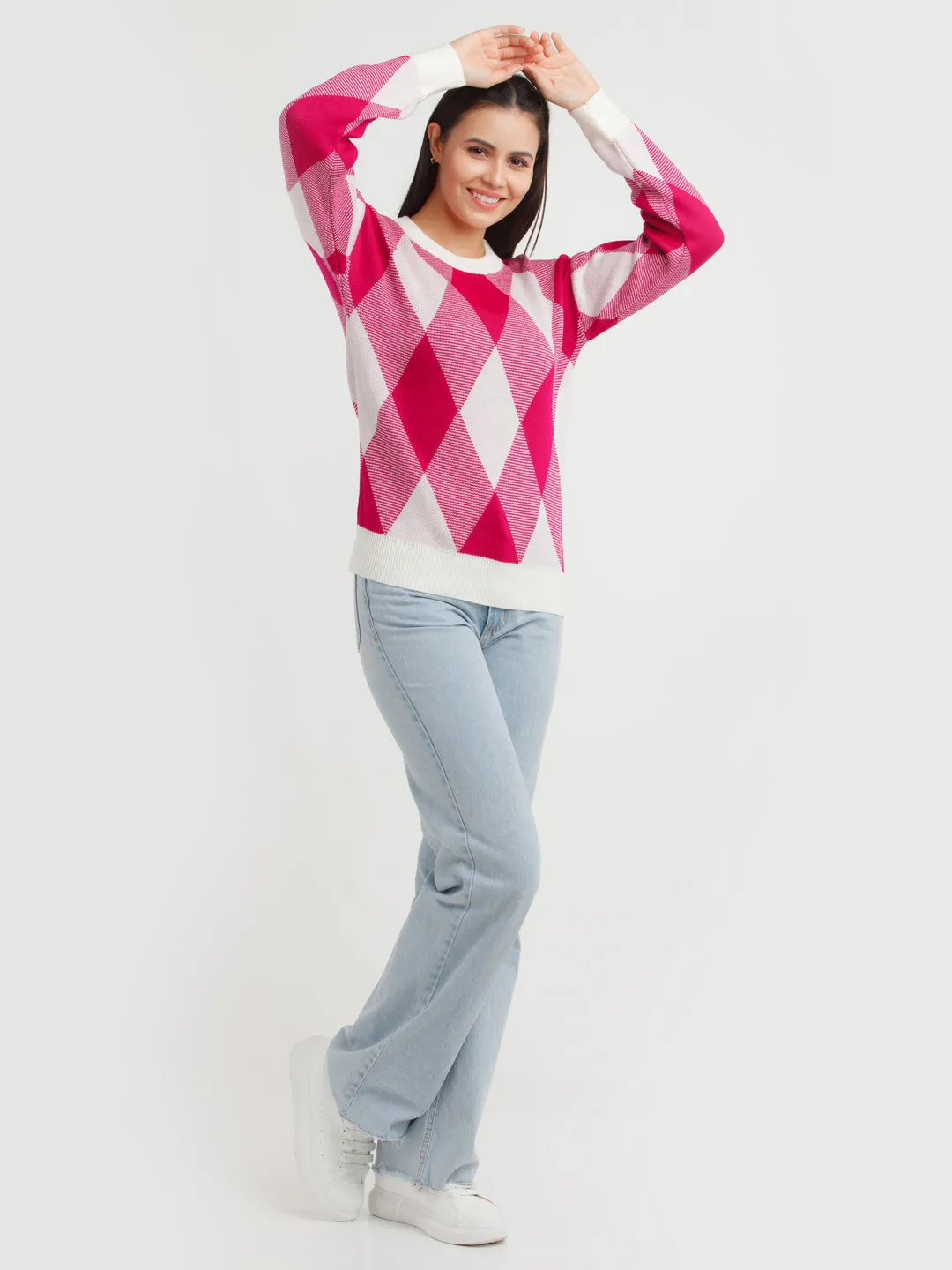 Pink Checked Sweater